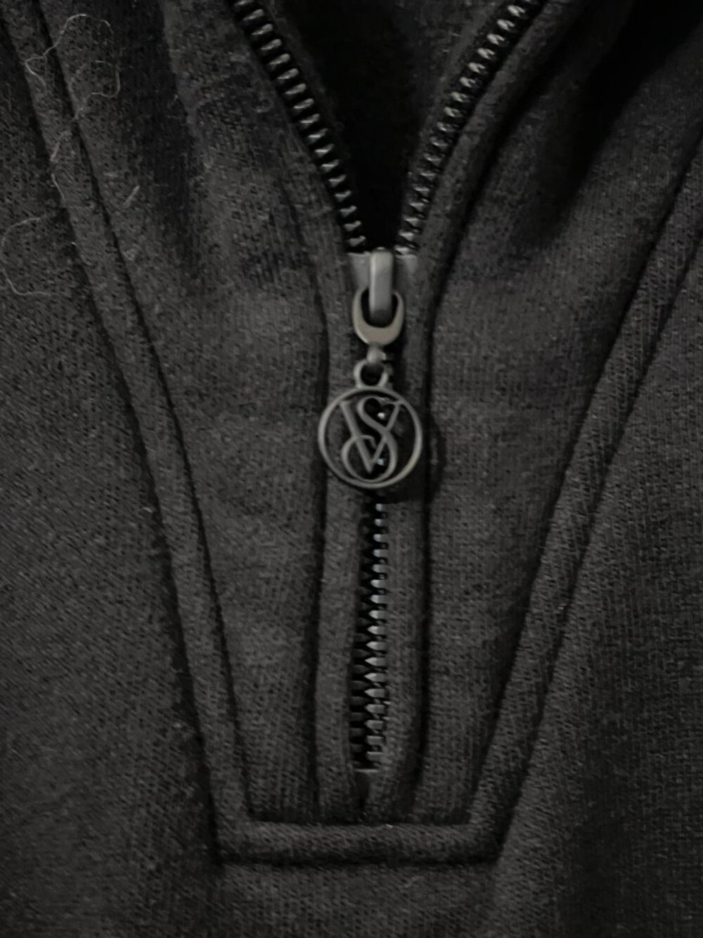 Victoria's Secret Black Sherpa Collar Half Zip Cropped Sweatshirt S Fleece Cozy - Picture 4 of 9